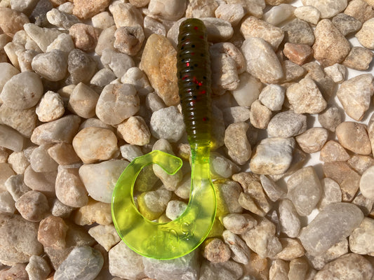 3.5” 304 Grubs Watermelon Seed / Chartreuse Tail